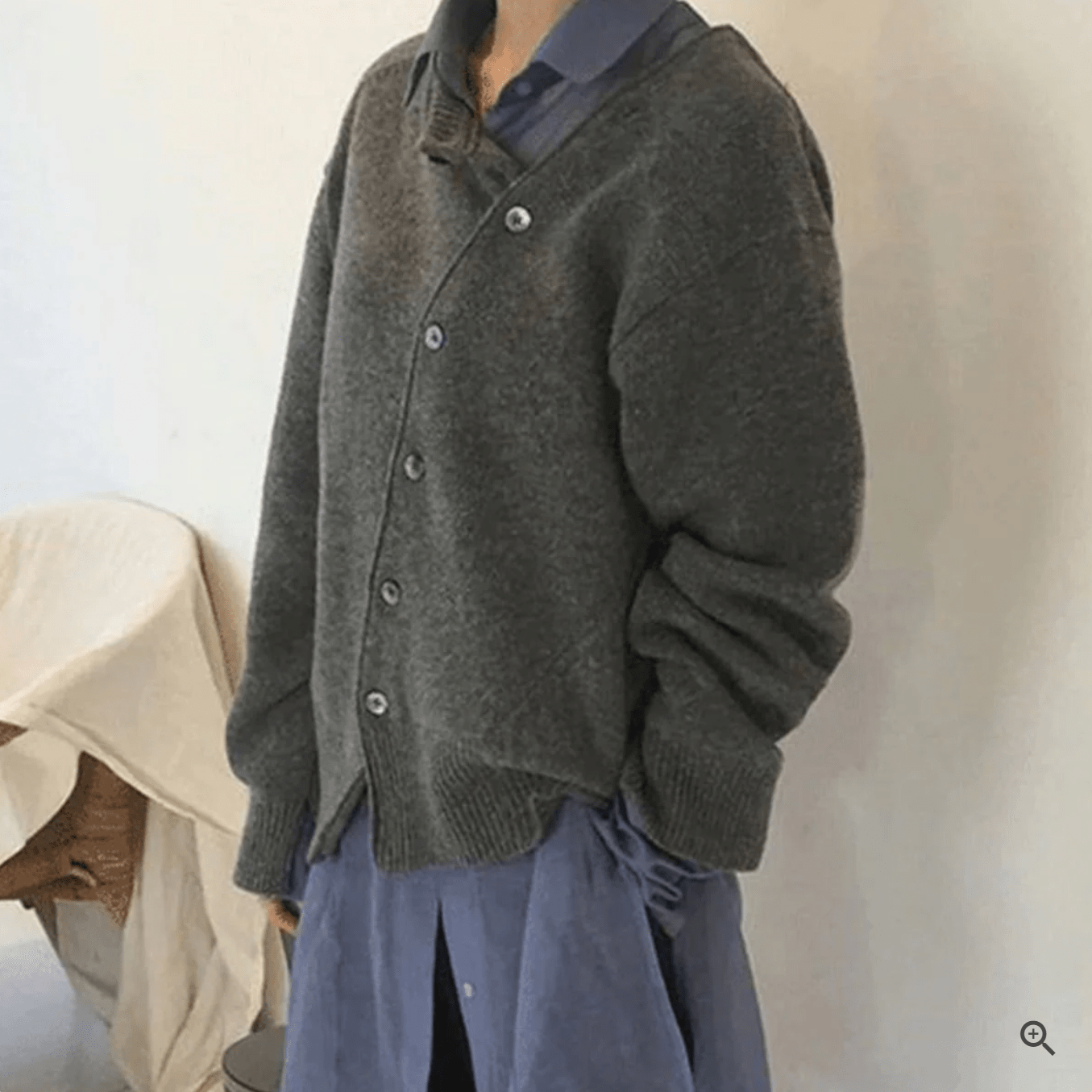 WW | Asymmetric Cardigan Soft Wool Elegant Casual