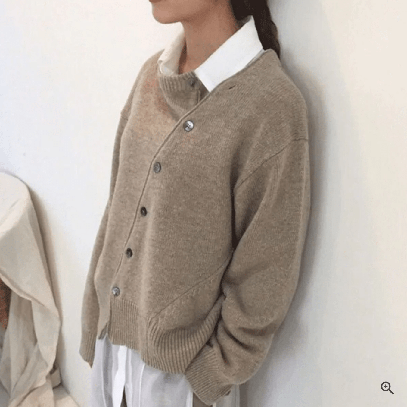 WW | Asymmetric Cardigan Soft Wool Elegant Casual