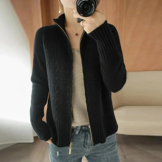 WW | Wool Zip-Up Cardigan Warmth & Elegance Casual Style