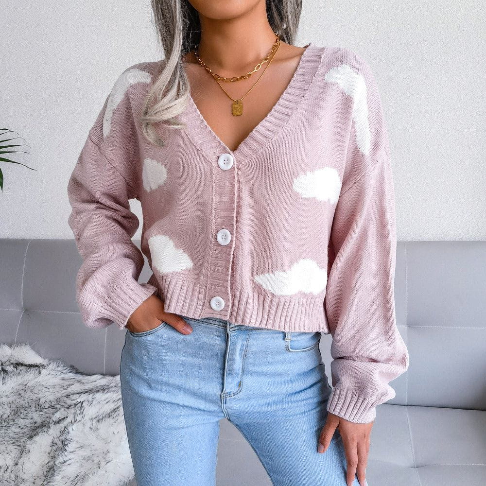 WW | Printed Short Jacket Clouds Cardigan Softness and Originality for Everyday Wear