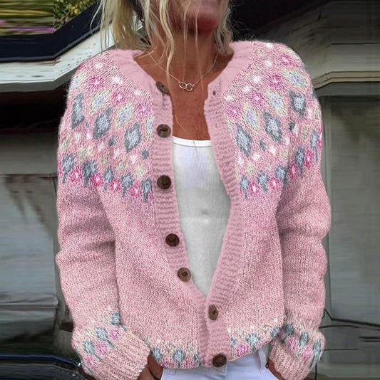 WW | Cardigan aus Jacquard-Strick Rosa Wärme und retro Charme