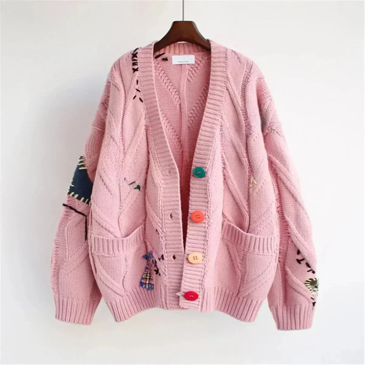 WW | Oversize Cardigan Thick Knit Unique and Colorful Style