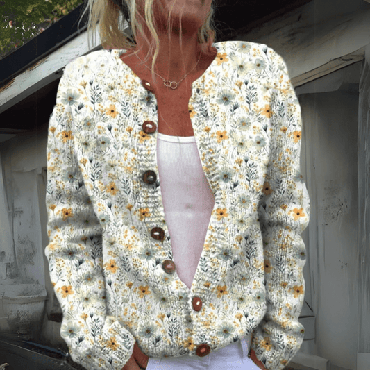 WW | Knitted Vest Floral Soft and Warm Boho Style