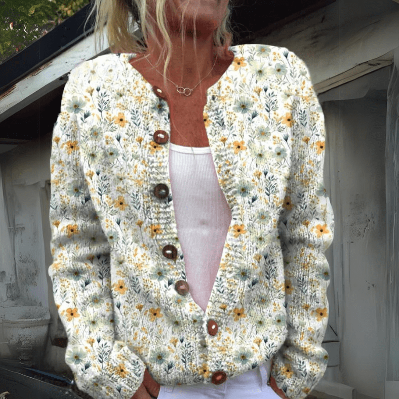 WW | Knitted Vest Floral Soft and Warm Boho Style