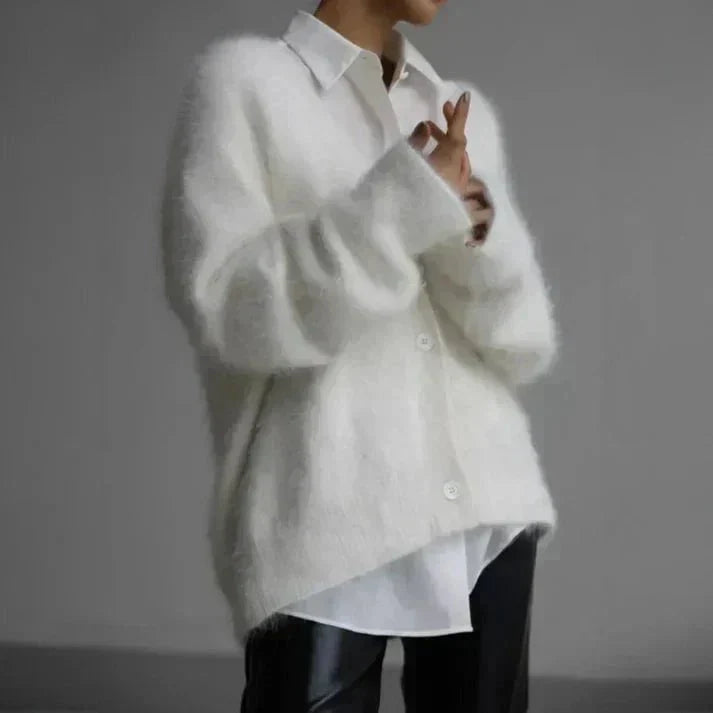 WW | Soft Button Vest Taupe Fluffy and Elegant