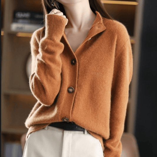 WW | Eleganter und Bequemer Cardigan mit Hemdkragen in Creme