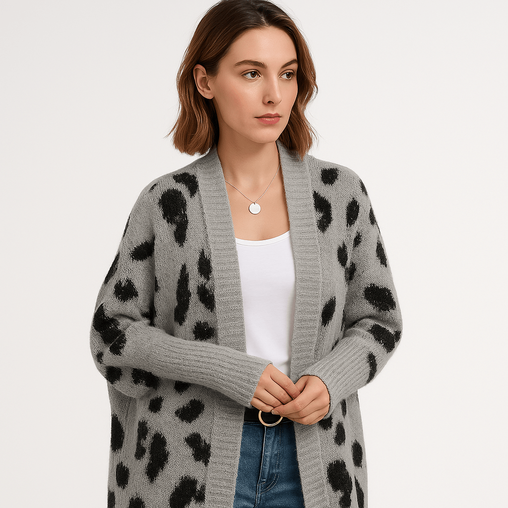 WW | Cardigan Leopard Lang Stil Tierisch Schick Fluid und Weich