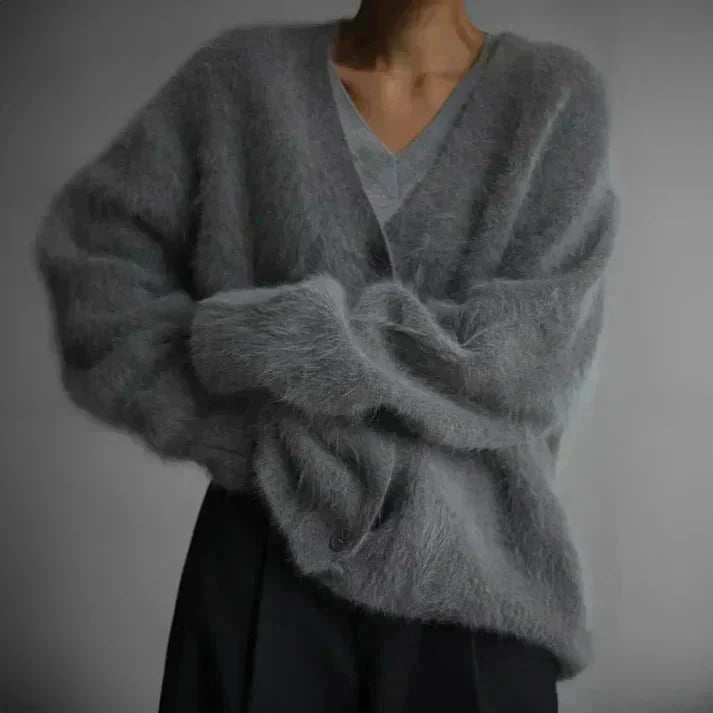 WW | Soft Button Vest Taupe Fluffy and Elegant
