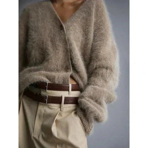 WW | Soft Button Vest Taupe Fluffy and Elegant