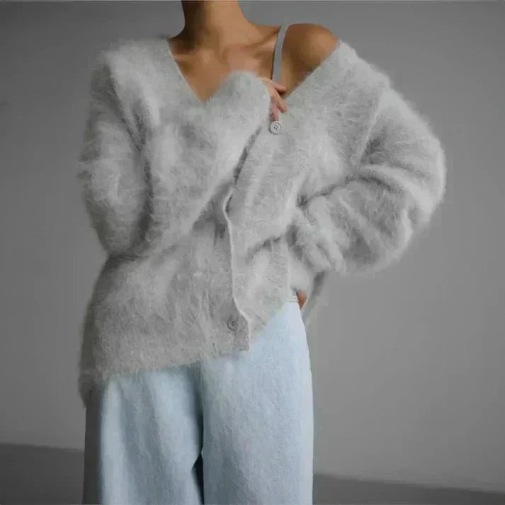 WW | Soft Button Vest Taupe Fluffy and Elegant