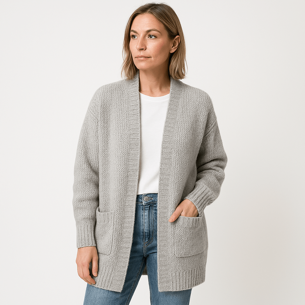 WW | Long Cardigan Beige Soft Knit Elegant Casual