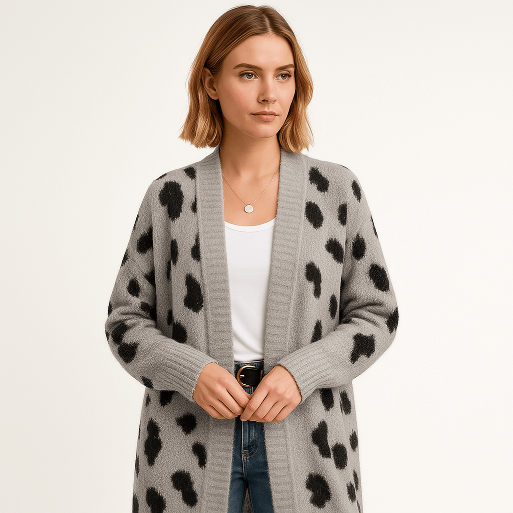 WW | Cardigan Leopard Lang Stil Tierisch Schick Fluid und Weich