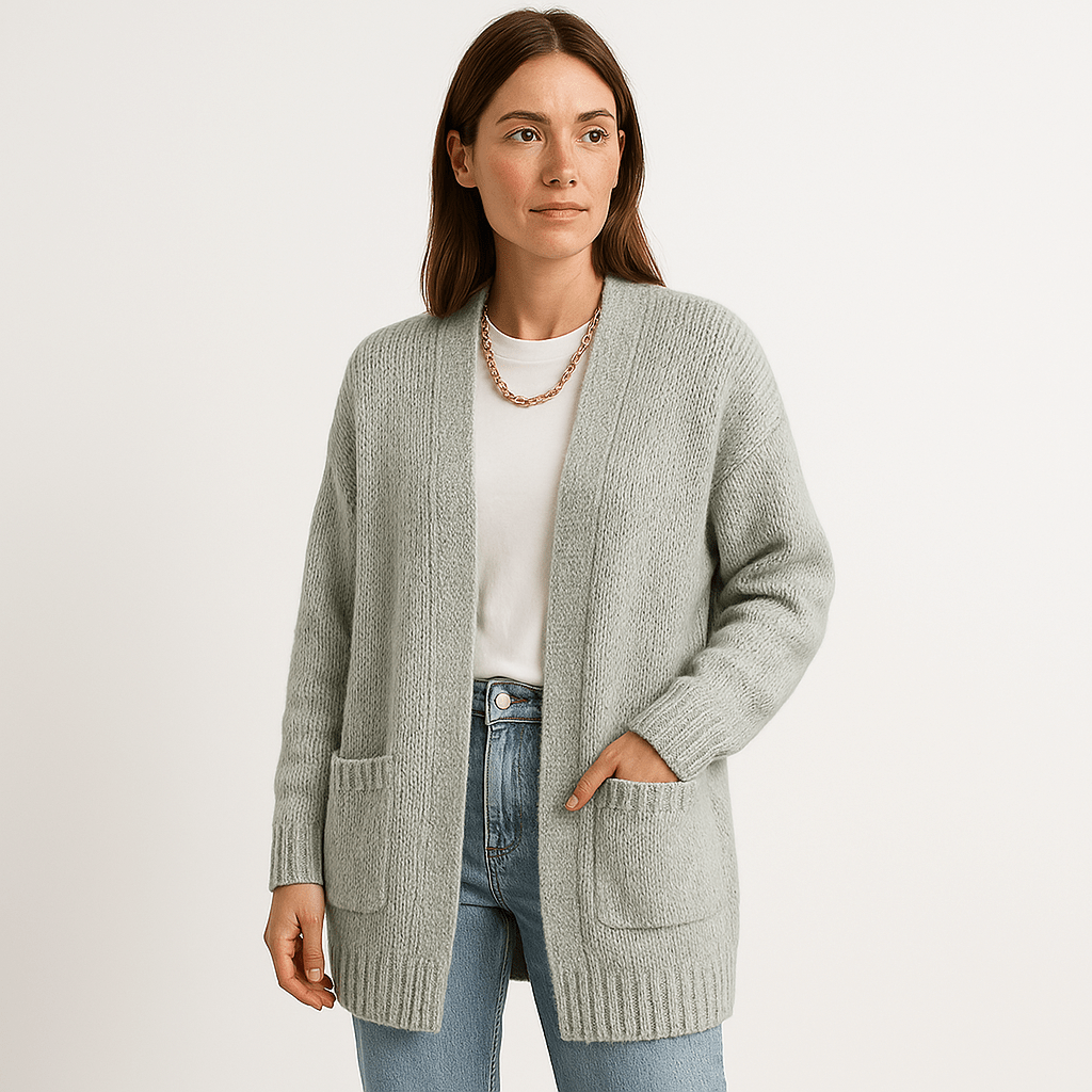WW | Long Cardigan Beige Soft Knit Elegant Casual