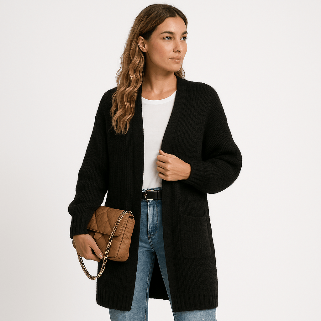 WW | Long Cardigan Beige Soft Knit Elegant Casual