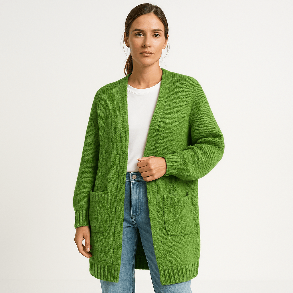 WW | Long Cardigan Beige Soft Knit Elegant Casual