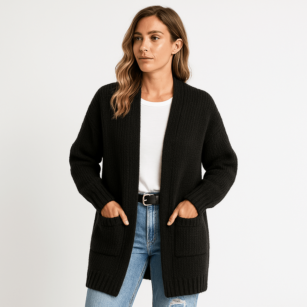 WW | Long Cardigan Beige Soft Knit Elegant Casual