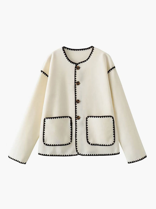WW | Light Jacket Ecru & Black Chic & Textured
