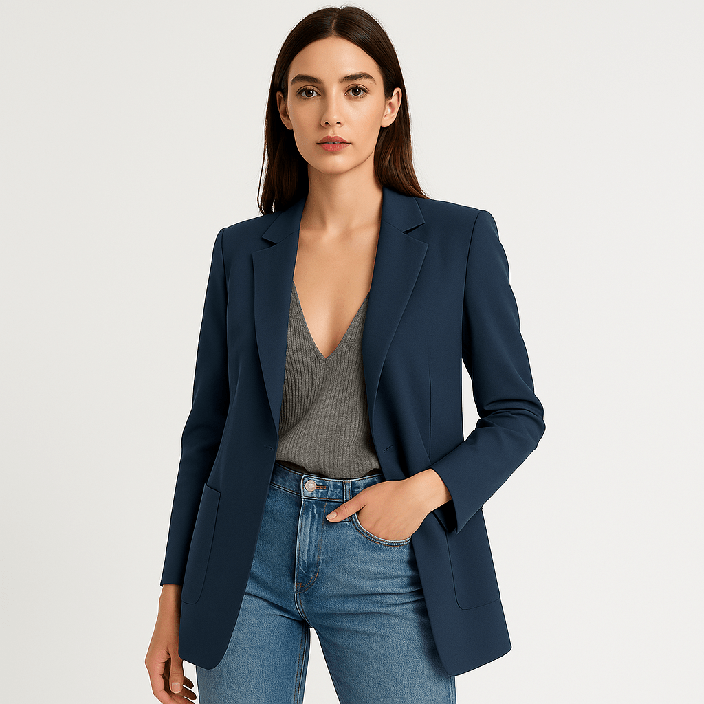 WW | Klassischer Eleganter Schwarzer Blazer mit Gerader Passform