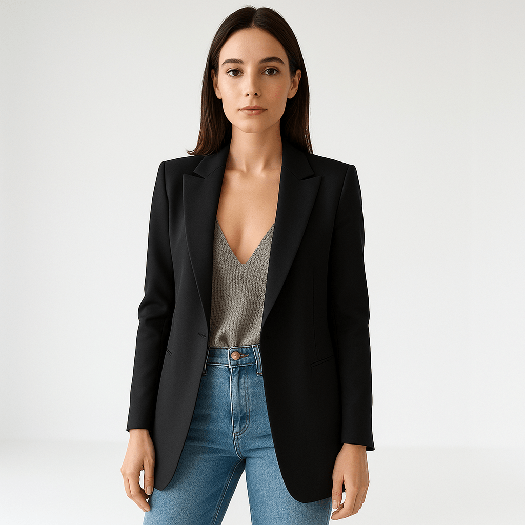 WW | Klassischer Eleganter Schwarzer Blazer mit Gerader Passform