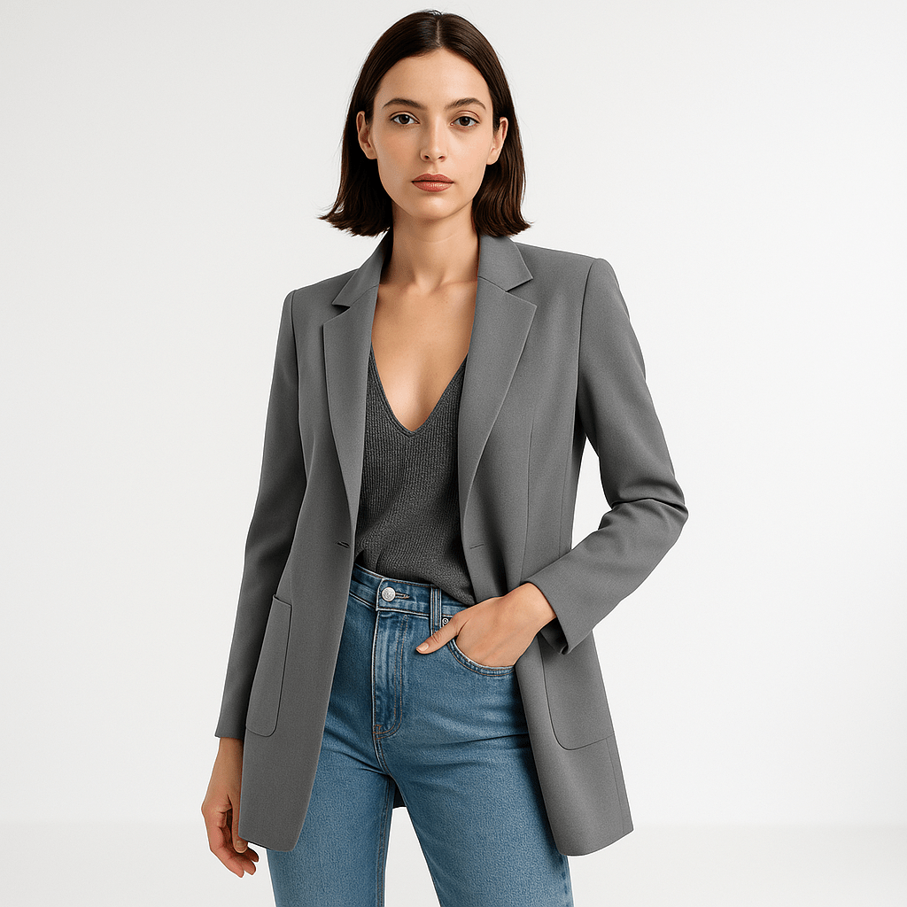 WW | Klassischer Eleganter Schwarzer Blazer mit Gerader Passform