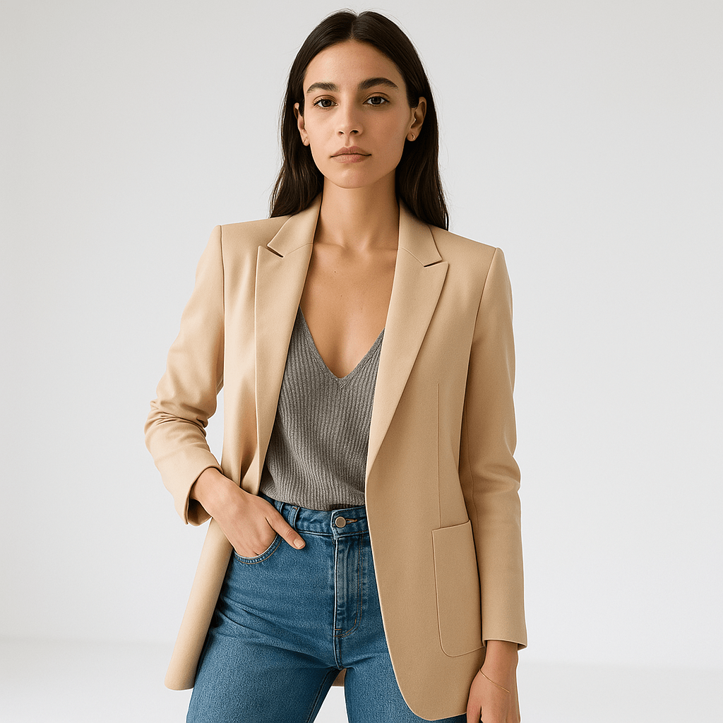WW | Klassischer Eleganter Schwarzer Blazer mit Gerader Passform
