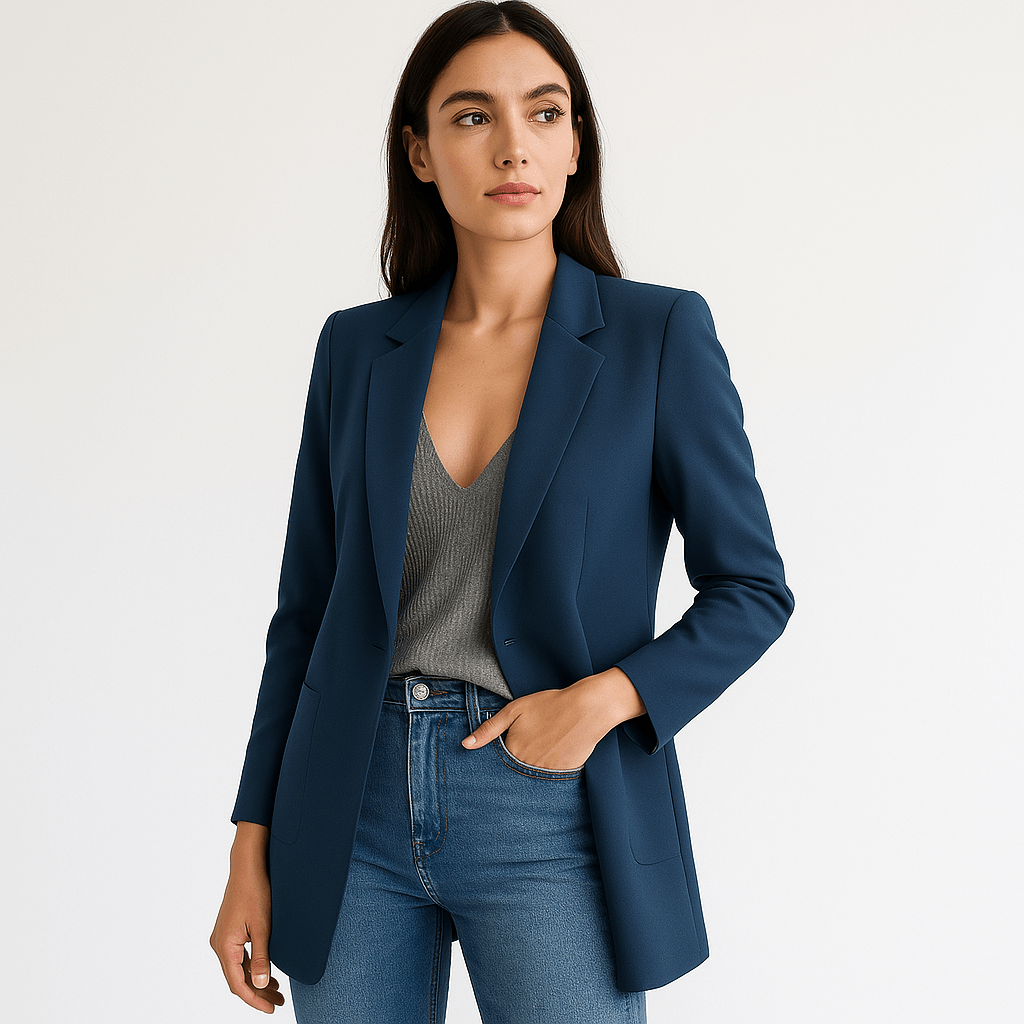 WW | Klassischer Eleganter Schwarzer Blazer mit Gerader Passform