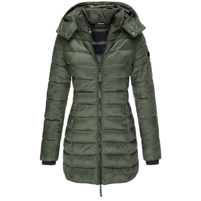 WW | Long Quilted Down Jacket Navy Blue Warmth and Elegance for Winter
