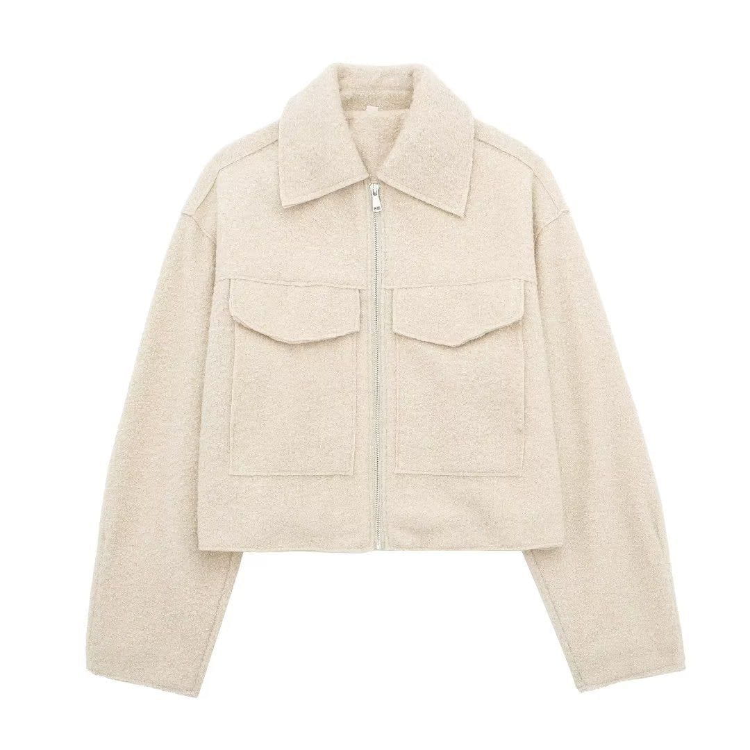 WW | Modern and structured grey wool jacket with zip