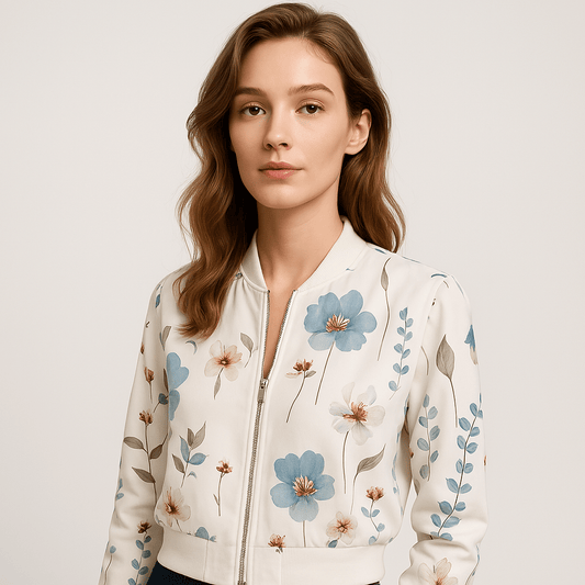 WW | Leicht und Eleganter Blüten-Bomber Weiß Perfekt für den Frühling