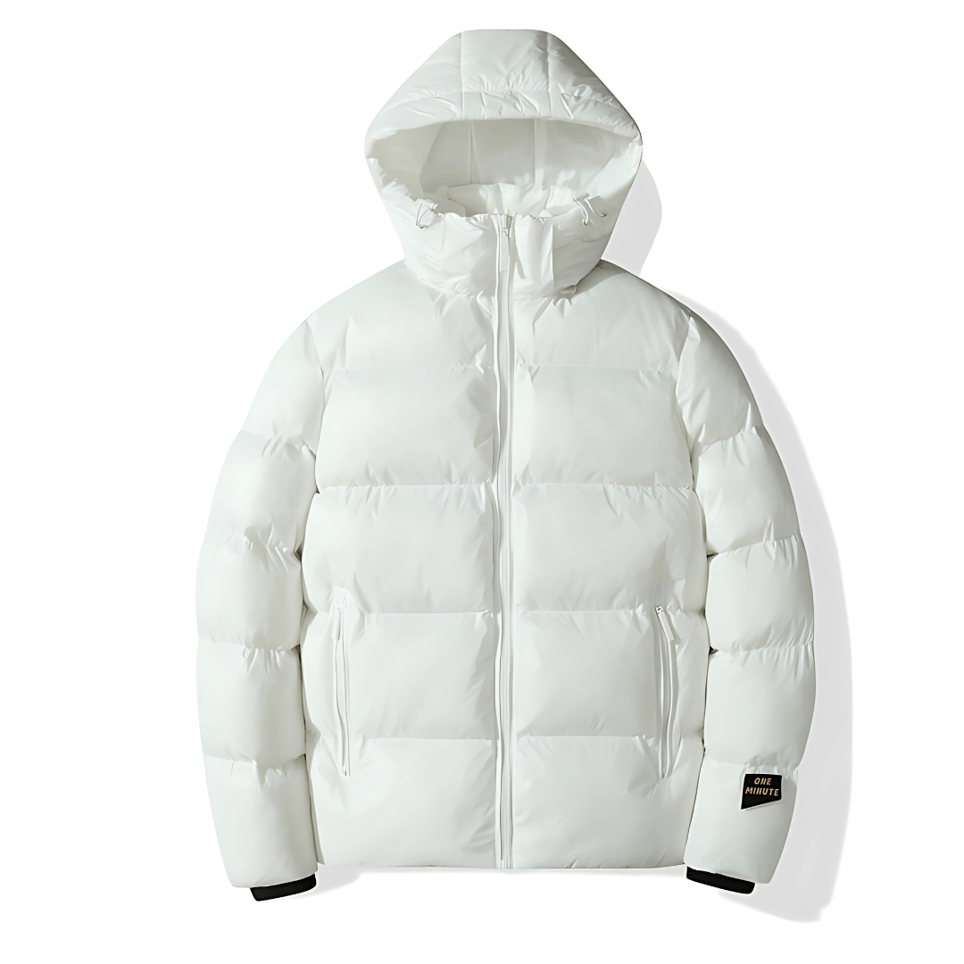WW | Ultrawarme und widerstandsfähige schwarze gesteppte Daunenjacke mit Kapuze