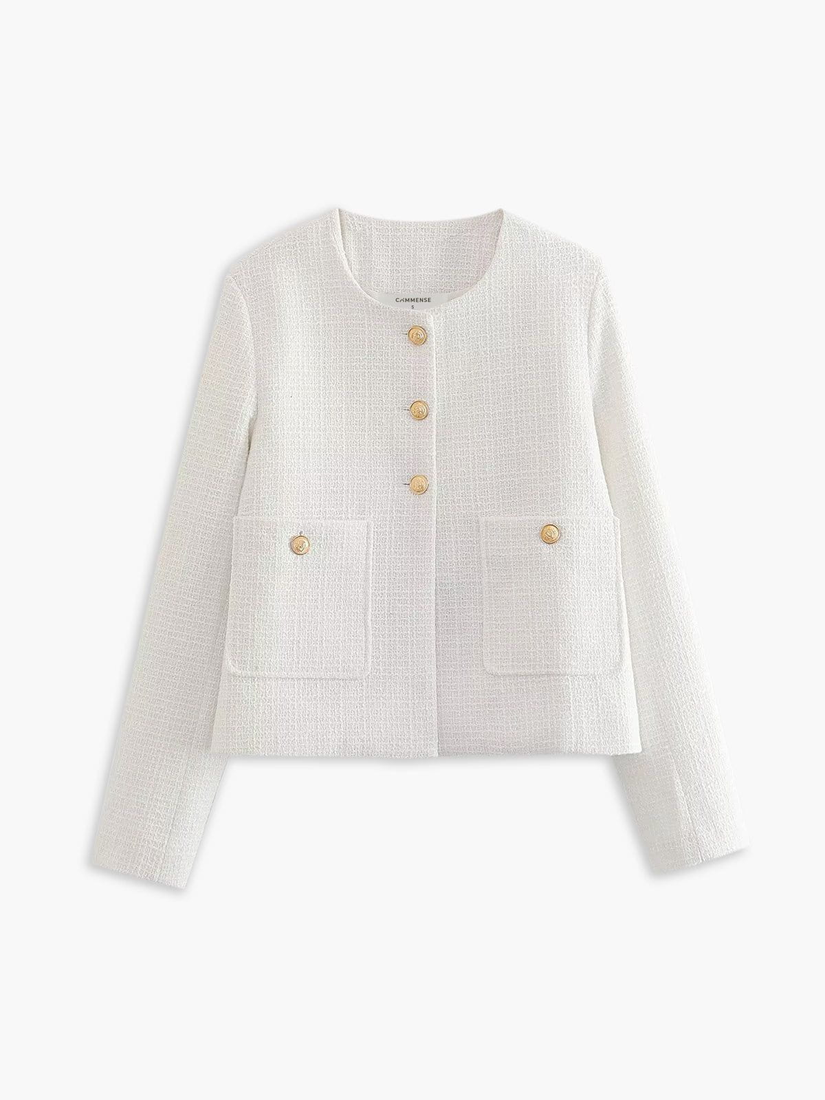 WW | Short black jacket with golden buttons minimalistic elegance chic & structured