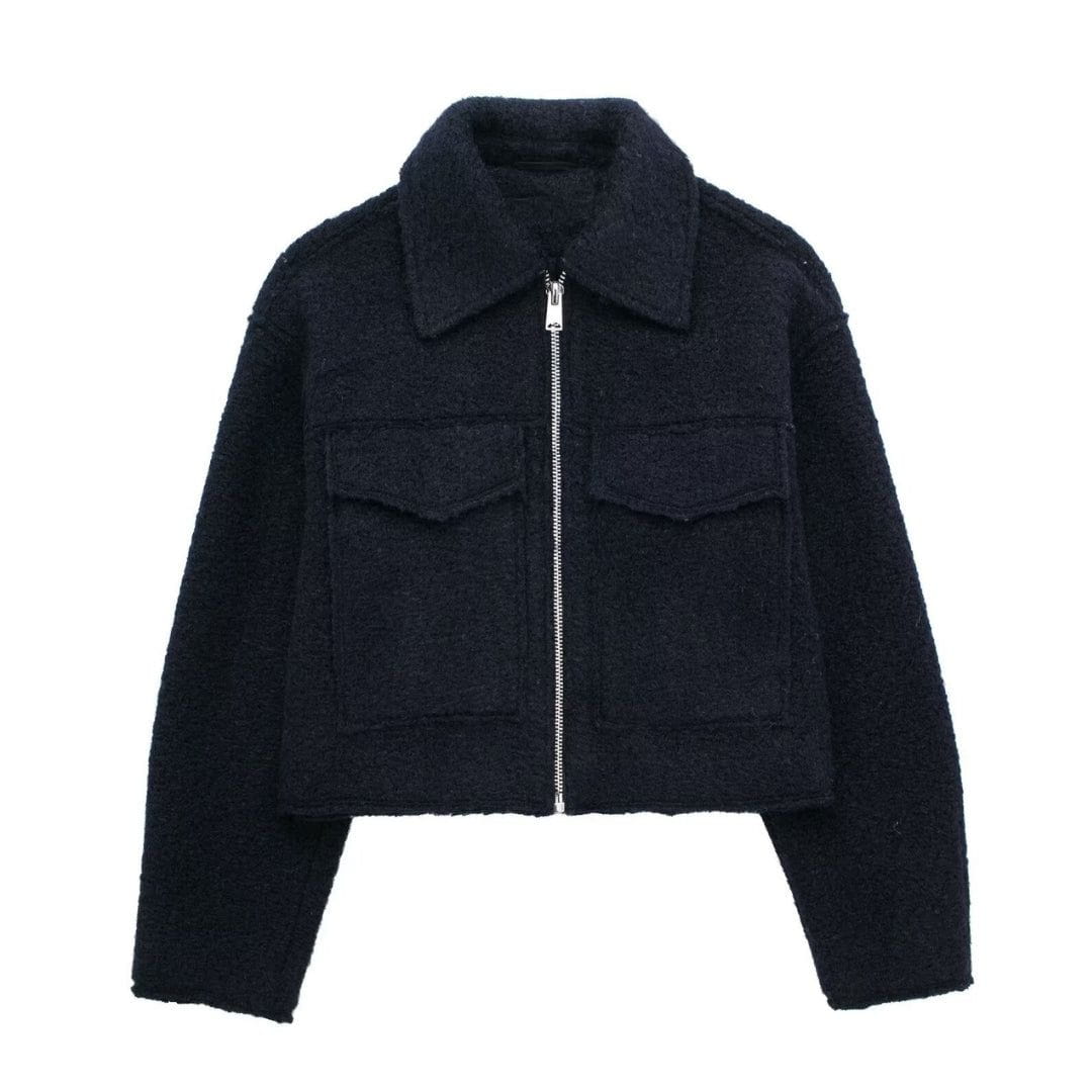 WW | Modern and structured grey wool jacket with zip