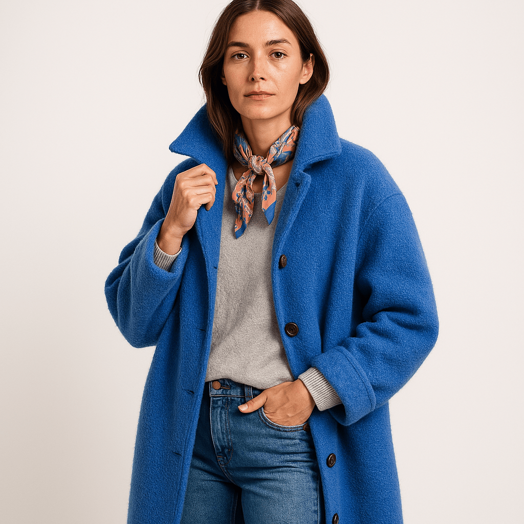 WW | Oversized Coat Light Blue Wool Blend Elegant & Comfortable