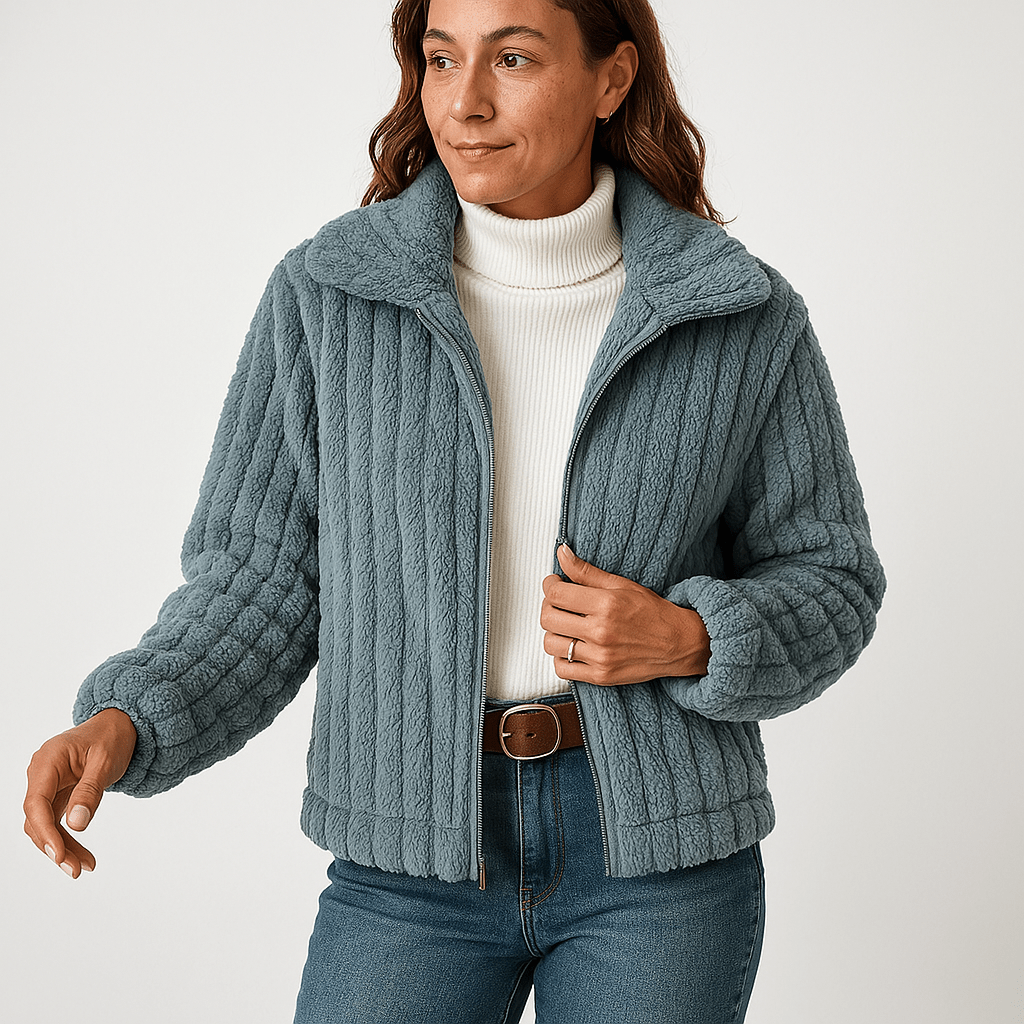 WW | Vest Structured Warm Beige Rib-knit Cardigan Modern Short Cut