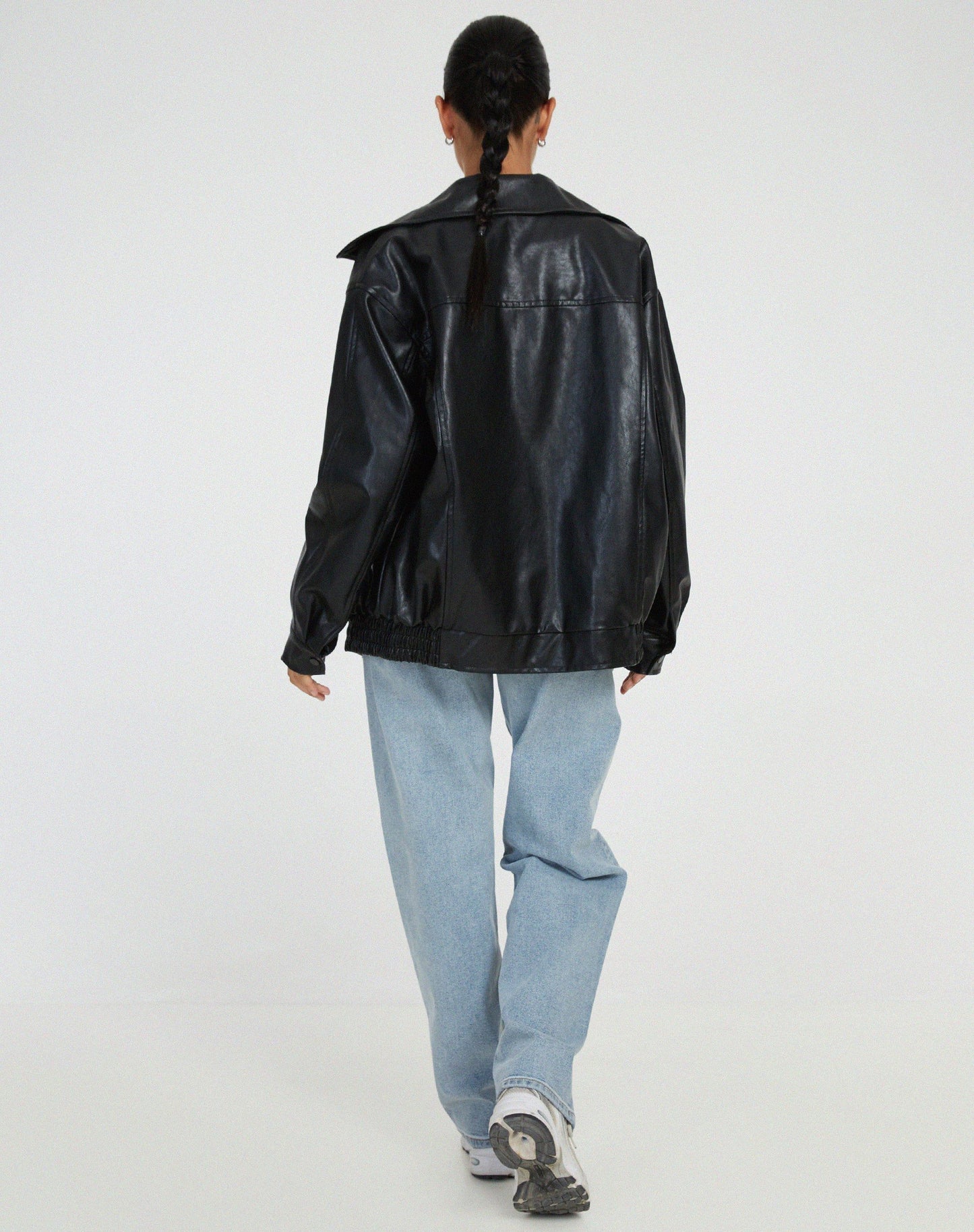WW | Oversized Blouson aus Vintage-PU-Leder mit Trend- und Komfortfaktor