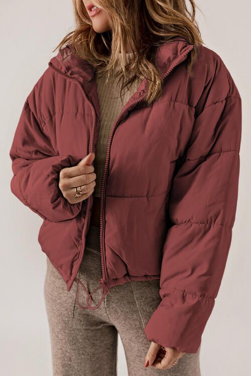WW | Short Beige Khaki Down Jacket Warm & Casual