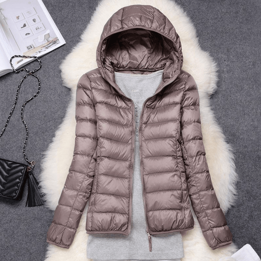 WW | Leichte taupe-metallische Daunenjacke warm & kompakt