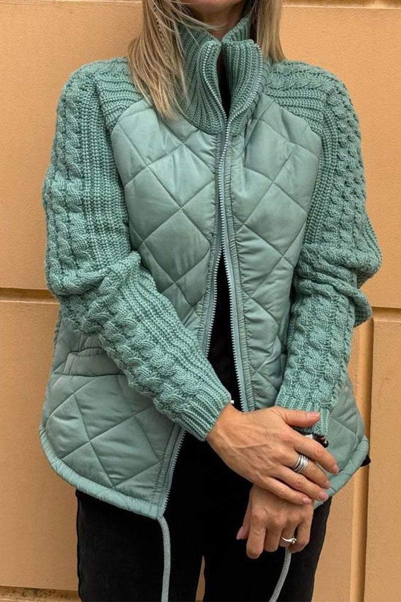 WW | Two-Tone Quilted Jacket Beige Soft and Textured