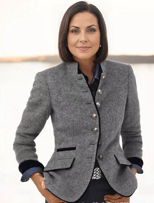 WW | Eleganter und strukturierter grauer Wollblazer