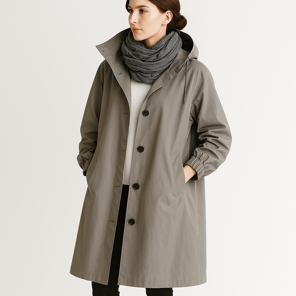 WW | Black Coat With Integrated Hood Urban and Casual