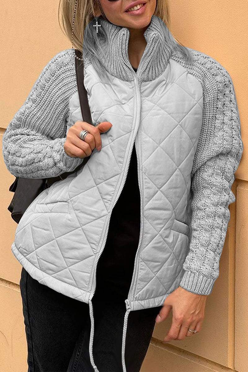 WW | Two-Tone Quilted Jacket Beige Soft and Textured