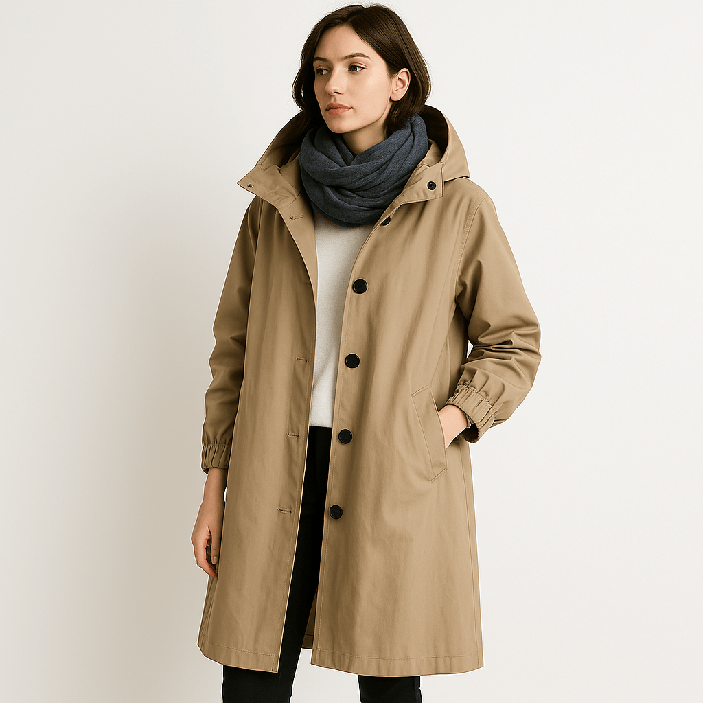WW | Black Coat With Integrated Hood Urban and Casual