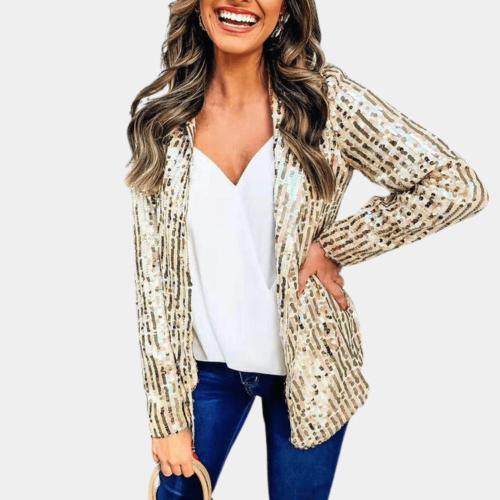 WW | Festive, Shiny Black Sequin Blazer