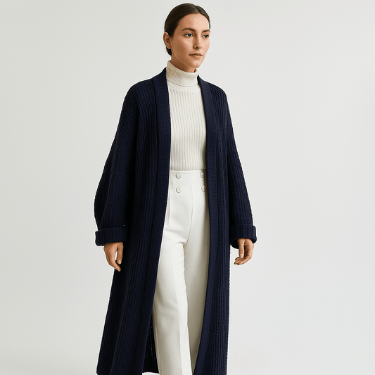 WW | Lange Beigefarbene Leichte und Offene Elegante Freizeitjacke