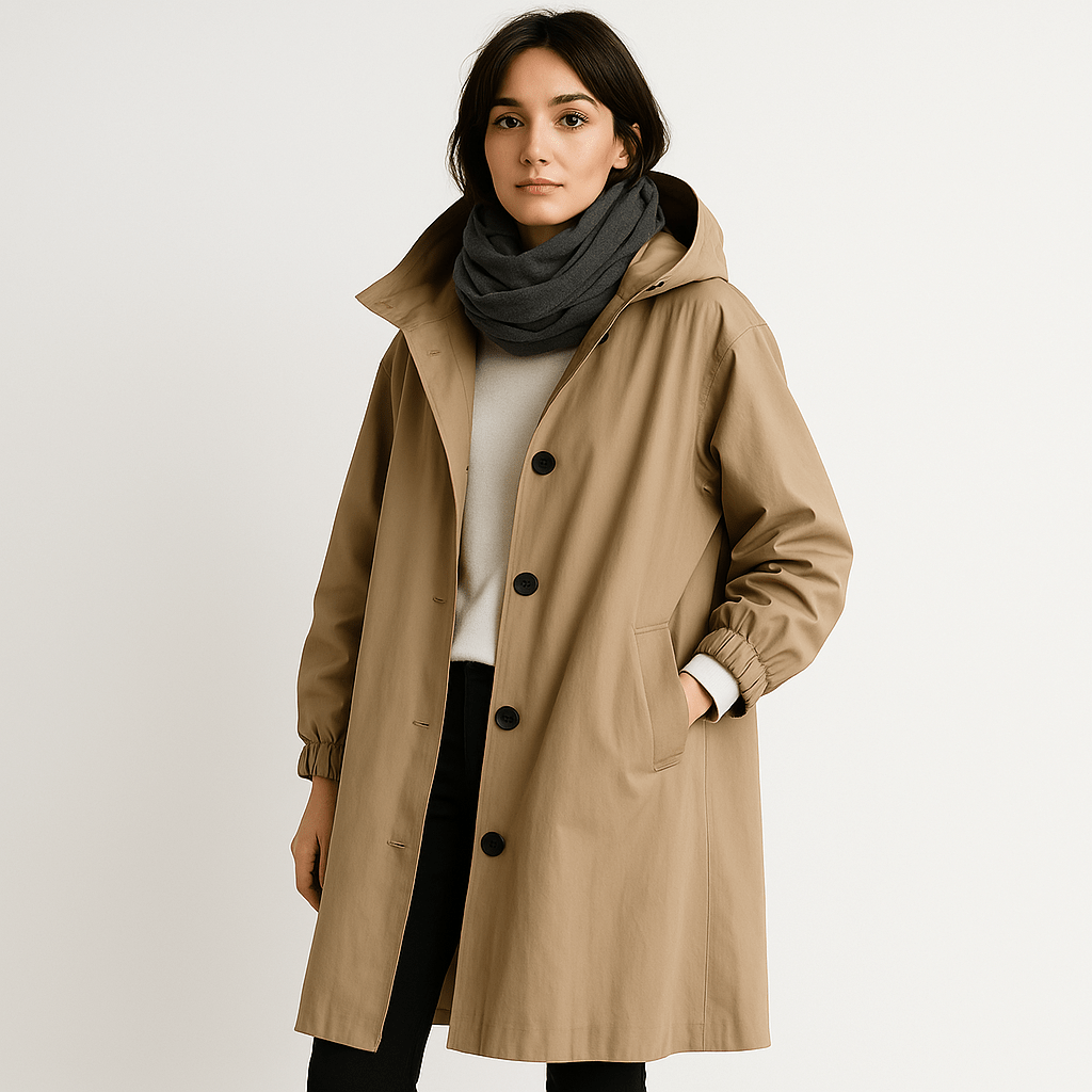 WW | Black Coat With Integrated Hood Urban and Casual