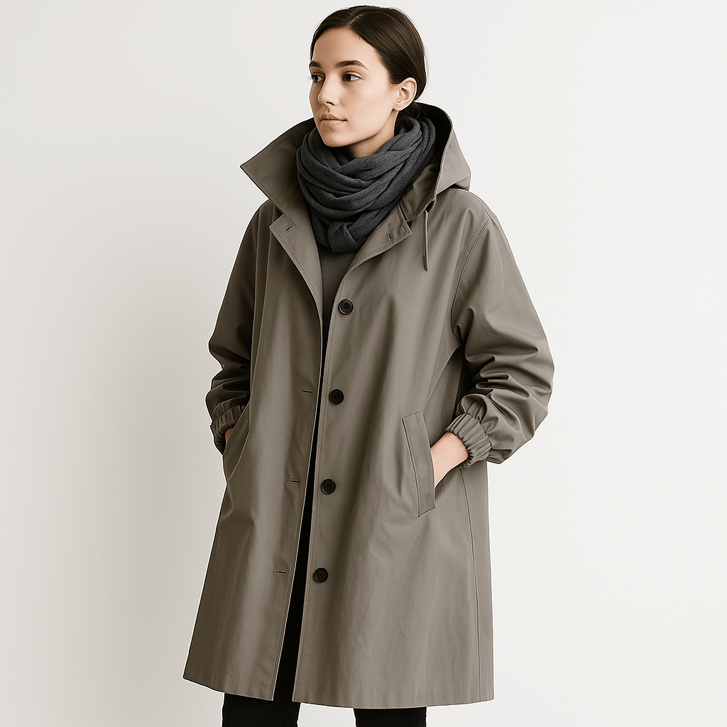 WW | Black Coat With Integrated Hood Urban and Casual
