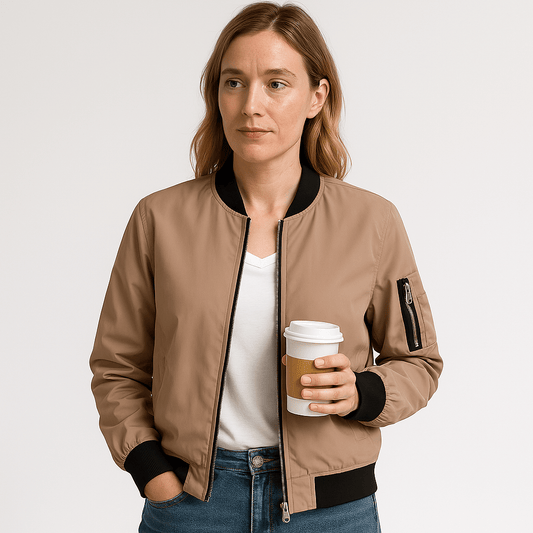 WW | Bomber Jacket Beige Cropped Urban Casual Look