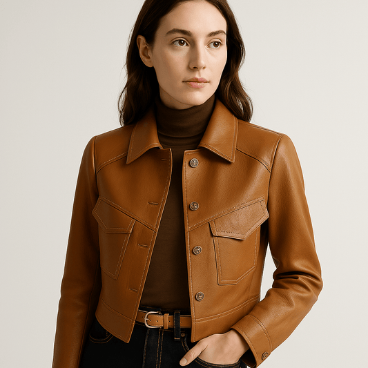 WW | Kurze Jacke Leder-Optik grafischer Schnitt urbaner und mutiger Stil