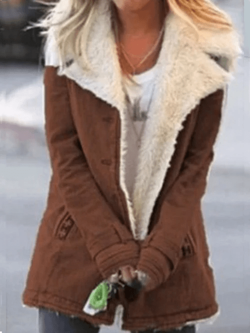 WW | Jacke aus warmem, lässigem, synthetischem Schafsfell in Apfelgrün