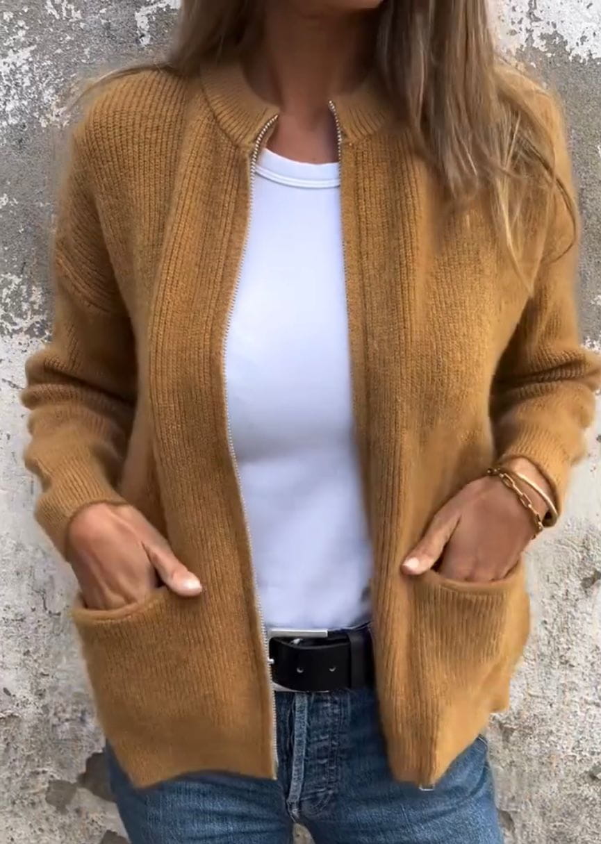 WW | Grau Strickjacke Gerade Schnitt Schick Minimalistisch